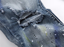 Paint Distressed Knee Jeans