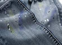 Paint Distressed Knee Jeans